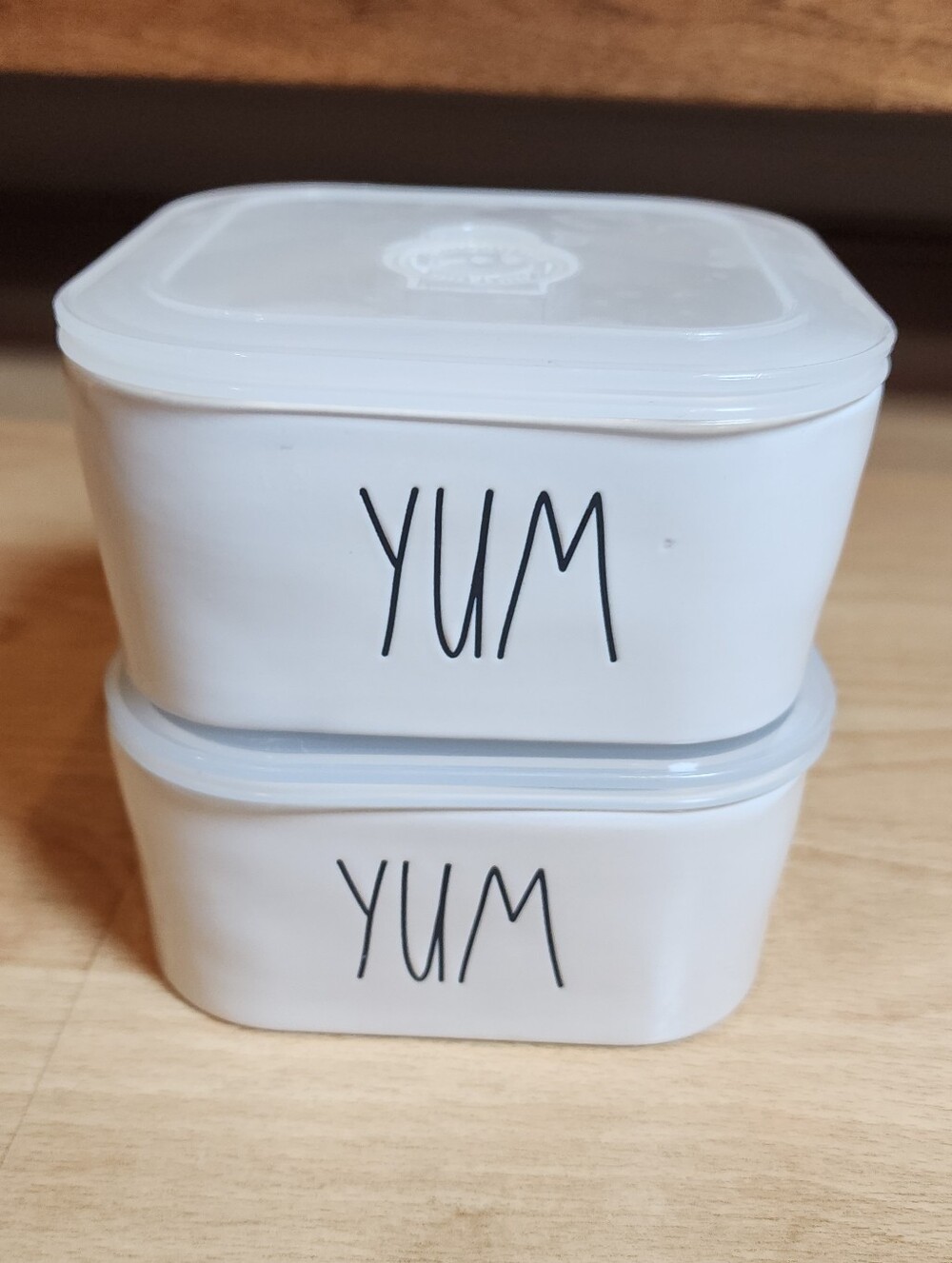Rae Dunn Ceramic Food Storage Containers Square Vent Lid "Yum"
